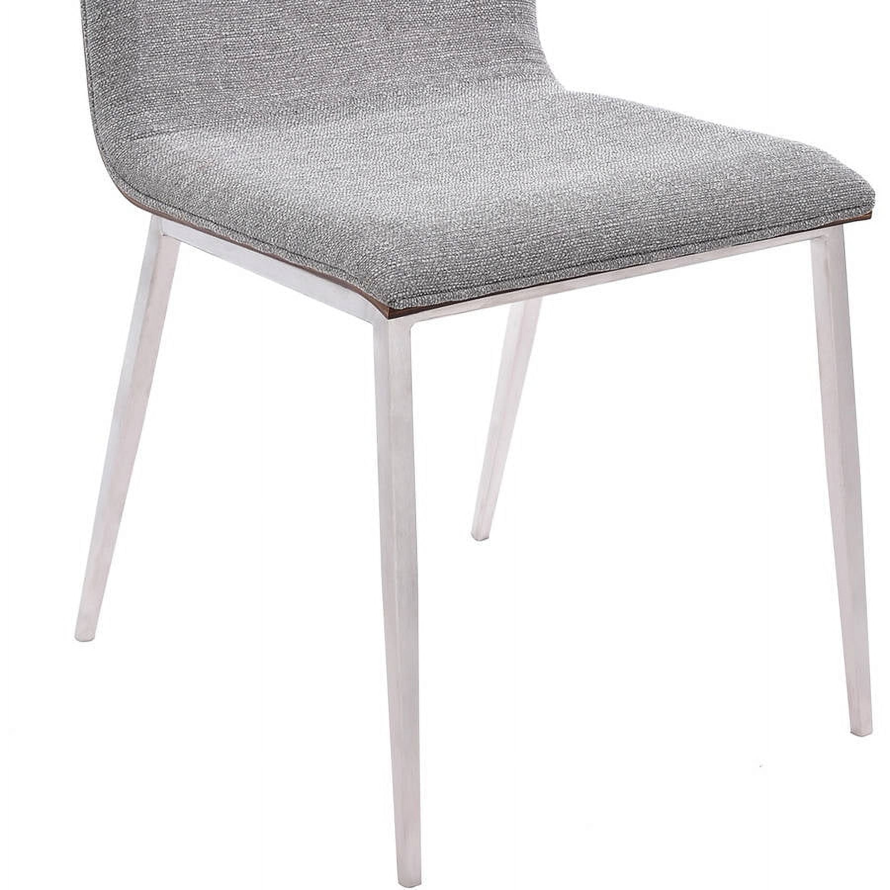 Armen Living Crystal Dining Chair, Brushed Stainless Steel Finish with Fabric Upholstery and Walnut Back (Set of 2)
