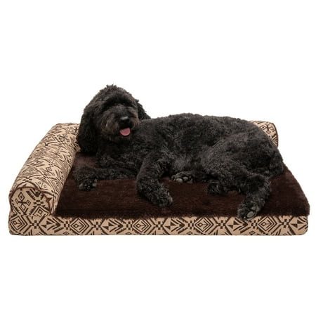 UPC: 0842229122732 | FurHaven Pet Products Southwest Kilim Memory Foam Deluxe L-Chaise Pet Bed for Dogs & Cats – Desert Brown Large