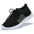 thumbnail image 5 of Ladies Extra Wide Sneakers Women's Lace Up Breathable Mesh Non Slip Running Walking Shoes Black, 5 of 9