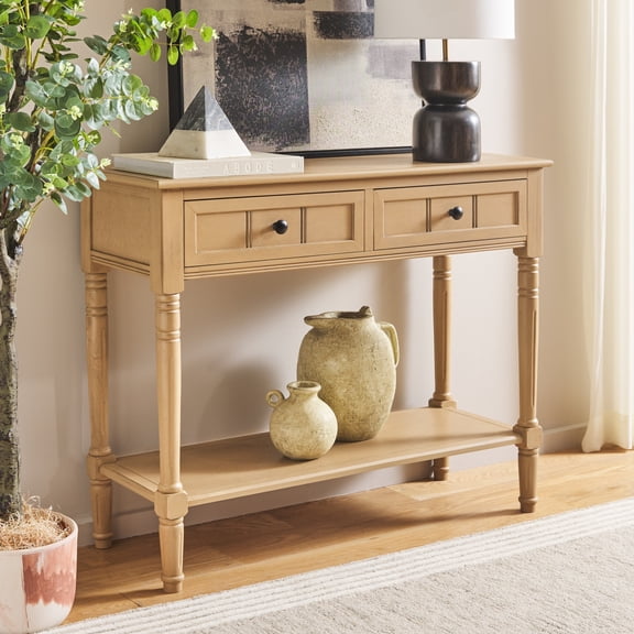 Safavieh Samantha Traditional 2 Drawer Solid Wood Console Table, Camel