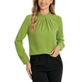 thumbnail image 1 of BLUSA DE CHIFFON CON CUELLO ALTO INSPIRADA EN CHIC OTOÑO INVIERNO PARA MUJERES, CAMISA DE MANGA LARGA DE NEGOCIOS CASUAL TAMAÑO XS VERDE, 1 of 6