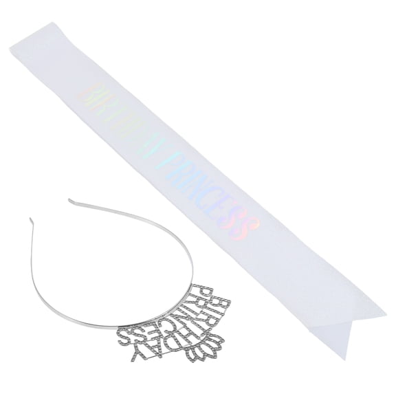 PAMINGONO 1 Set Birthday Headdress Rhinestone White Iridescent for Girls and Women Stage Performance