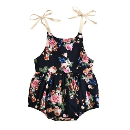 

Newborn Infant Baby Girls Floral Romper Sleeveless Strap Bodysuit Jumpsuit Summer Outfit Clothes