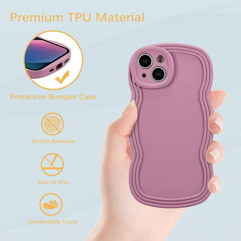 for iPhone 14 Case 6.1 Inch Curly Wave Frame Phone Case Cute Design Color  Aesthetic Phone Case Soft TPU Shockproof Protective Bumper Case Cover for  Girls, Lavender Purple - Walmart.com