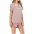 thumbnail image 2 of FAIWAD Women Pajamas Set Short Sleeve Lapel Button Shirt Tops and Elastic Waist Short Pants, 2 of 6
