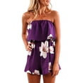 thumbnail image 4 of Shadoumai Women Off Shoulder Romper Strapless Floral Print Striped Beach Shorts Jumpsuit, 4 of 7