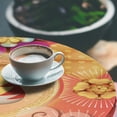 thumbnail image 2 of Ambesonne Asian Emoji Fitted Round Tablecloth, Tiger Clouds Flowers, 36"- 40" Diameter, Burnt Sienna Purple, 2 of 4