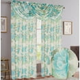 thumbnail image 1 of GWEN FLORAL 5 PIECE SHEER CURTAIN SET, BEADED AUSTRIAN VALANCES, METALLIC ACCENT, GREEN, 1 of 3