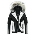 thumbnail image 2 of Fesfesfes Men's Winter Jacket Plush Collar Color Block Jacket Detachable Hooded Jacket Thickened Padded Jacket, 2 of 9