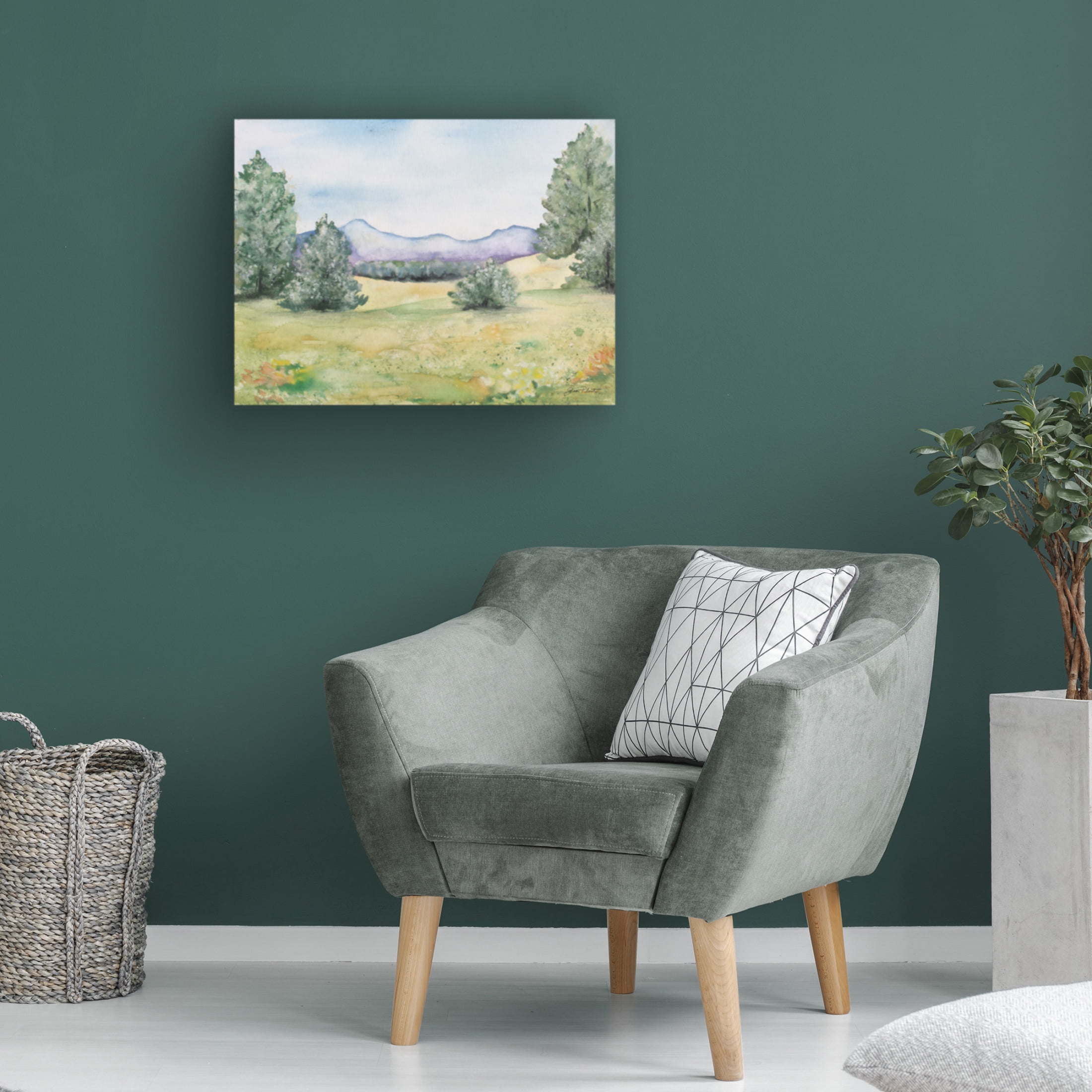 Canvas Wall Art - Jean Plout 'Watercolor Landscape Countryside' Wall Art for Living Room, Bedroom, or Office Décor by Trademark Fine Art - 24 x 18 Inches