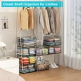 thumbnail image 4 of 4-Tier Closet Organizers and Storage Shelves with Divider, Stackable Closet Shelf Organizer Basket Bins, Clothing Sweaters Storage Container for Wardrobe Cupboard, Black, 4 of 14