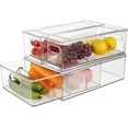 thumbnail image 1 of Taiuloo 3 Pack Stackable Fridge Organizer Drawers, BPA-Free Fruit & Vegetable Storage Containers for Fridge, Clear Freezer Organizer Bins, Kitchen Pantry Cabinet & Bathroom Vanity Organization, 1 of 7