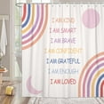 thumbnail image 2 of Rainbow Shower Curtain for Kids, Inspirational Quotes Shower Curtain Set for Bathroom, Abstract Boho Positive Girls Fabric Shower Curtain Restroom Bathtub Decor Accessories with Hooks 72X 72 inch, 2 of 6