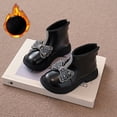 thumbnail image 1 of NOKIO Girls Snow Boots Winter Princess Bow Decor Short Boots, Velvet Lined Back Zipper Non-Slip Soft Sole Cotton Boots, 1 of 9