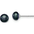 thumbnail image 1 of Sterling Silver Rh-Plated 5-6mm Black Fw Cultured Button Pearl Stud Earring Made In Canada qe12871, 1 of 5