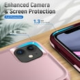 thumbnail image 3 of Heavy Duty Phone Case Designed for Apple iPhone 11 Case with 1Pc Tempered Glass Screen Protector, Shockproof Dropproof Anti-Scratch Phone Case Cover for Apple iPhone 11,Pink, 3 of 6