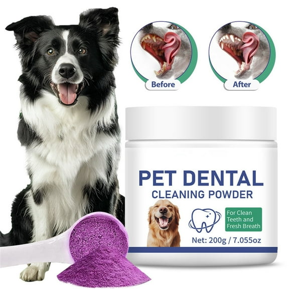 Pet Oral Cleaning Tooth Powder 200g - Tartar and Stain Remover for Cats and Dogs, Teeth Cleaning Powder, Freshens Breath, Dental Care Solution