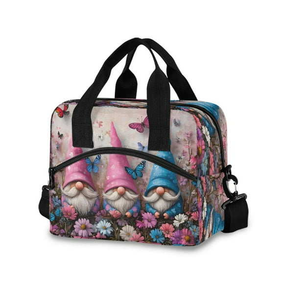 joogoo Gnomes and Butterfly Insulated Lunch Bags Reusable Cooler Box with Shoulder Strap