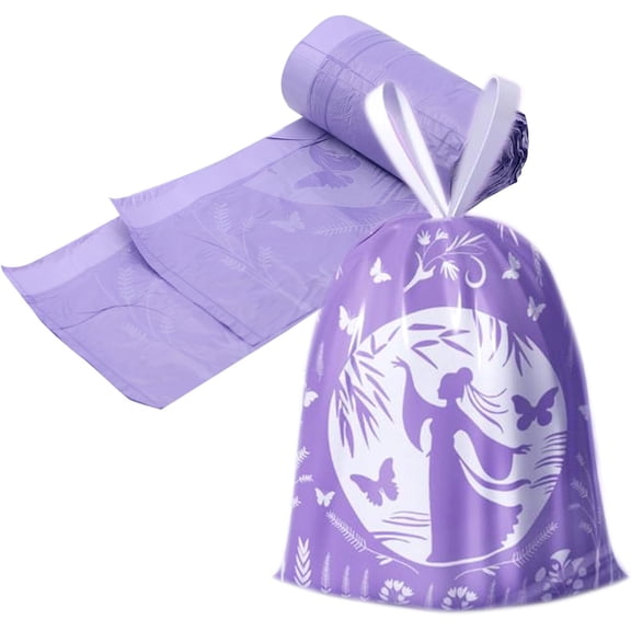 4 Gallon Small Trash Bags No-Tearing Drawstring 1.1 Mil Thick -80 Count Small Garbage Bags Lavender scent for Bathroom Kitchen Toilet Home Office and Bedroom (Purple 80 Count)