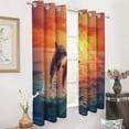 thumbnail image 2 of Sunset Jumping Dolphin Blackout Curtains for Bedroom Curtains Insulated Room Darkening Window Drapes for Living Room, 2 of 7