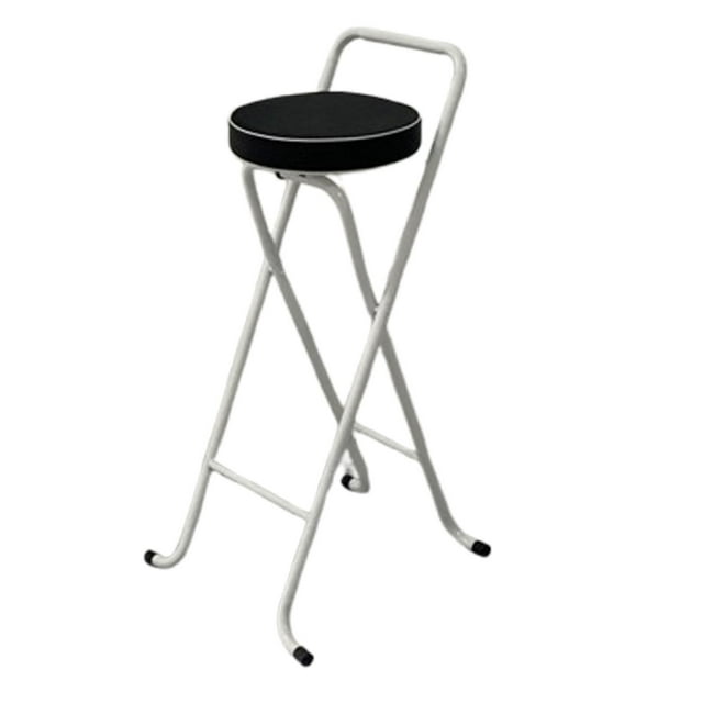 Siruishop Bar Stool Foldable Collapsible Breakfast Bar Stool for Office Kitchen Garden Whitetube Blackseat