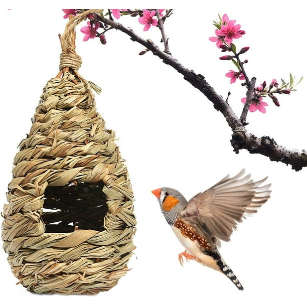 Hand Woven Hummingbird House, Hummingbird Houses Nest, Small Hanging Bird & Chickadee House for