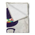 thumbnail image 2 of Hipster Soft Flannel Fleece Blanket, Abstract Man in a Hat Portrait with Glasses Mustache and Beard on Grunge Background, Cozy Plush for Indoor and Outdoor Use, 60" x 80", Multicolor, by Ambesonne, 2 of 5