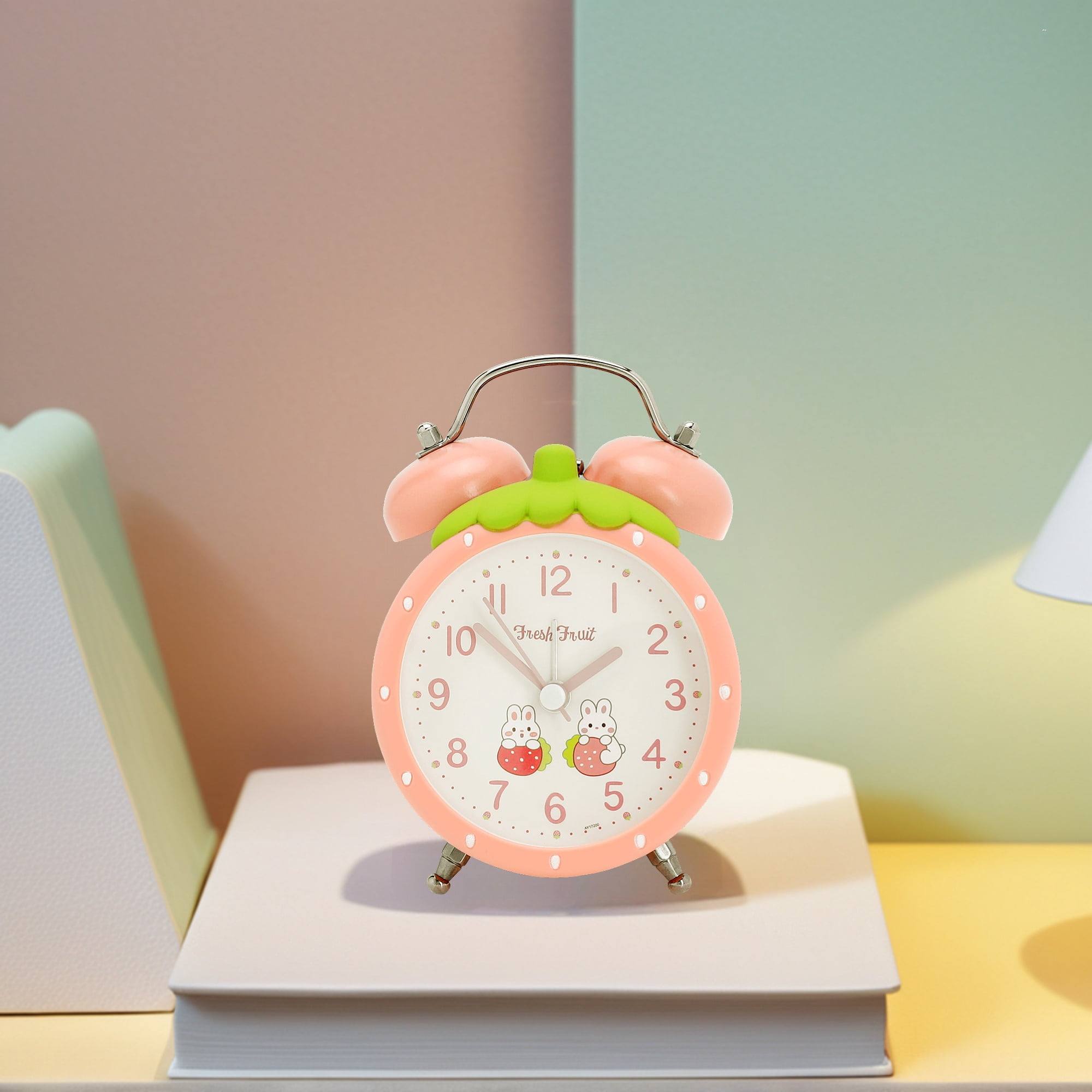 Unique Bargains Traditional Dual Bell Design Loud Alarm Light Pink 3.5"L x 2.4"W x 4.7"H