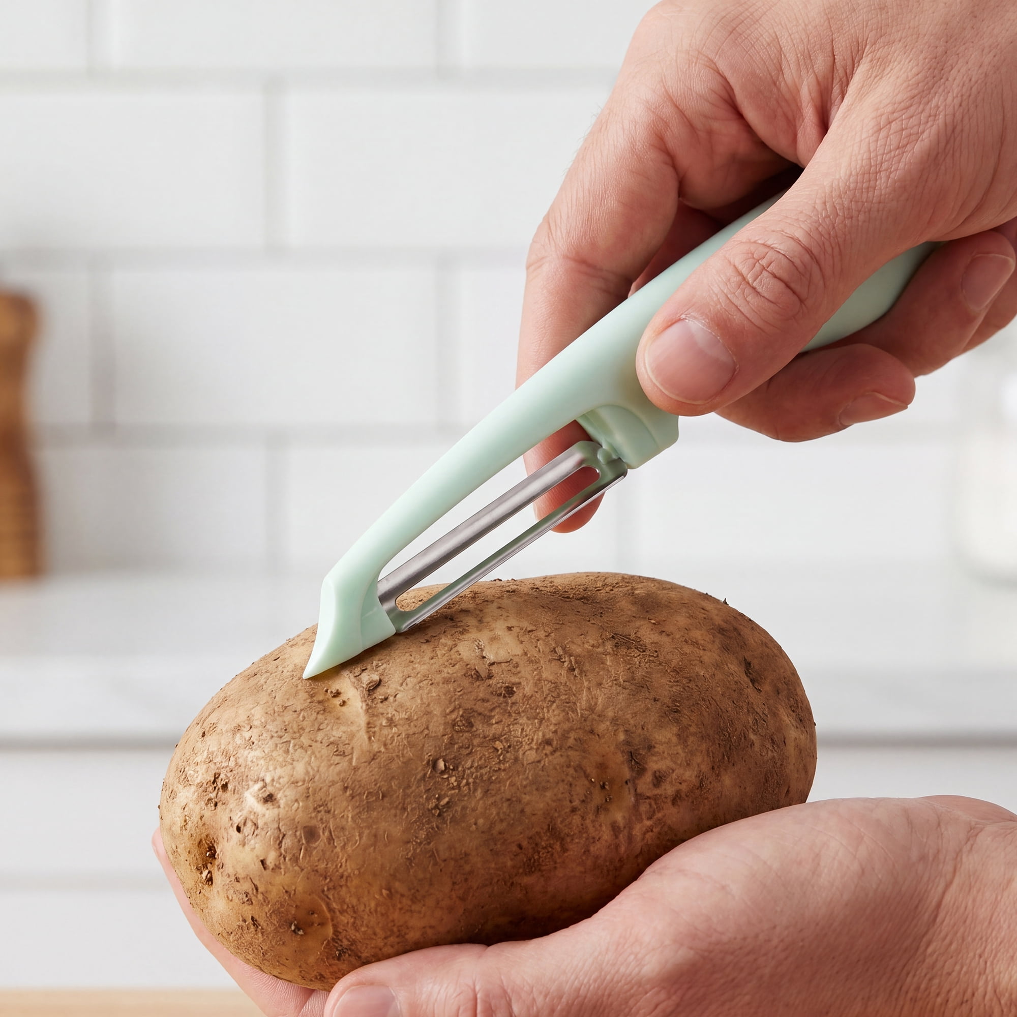 Unique Bargains Plastic Vegetable Peeler with Ergonomic Handle for Peeling Teal 7.3x1 inch