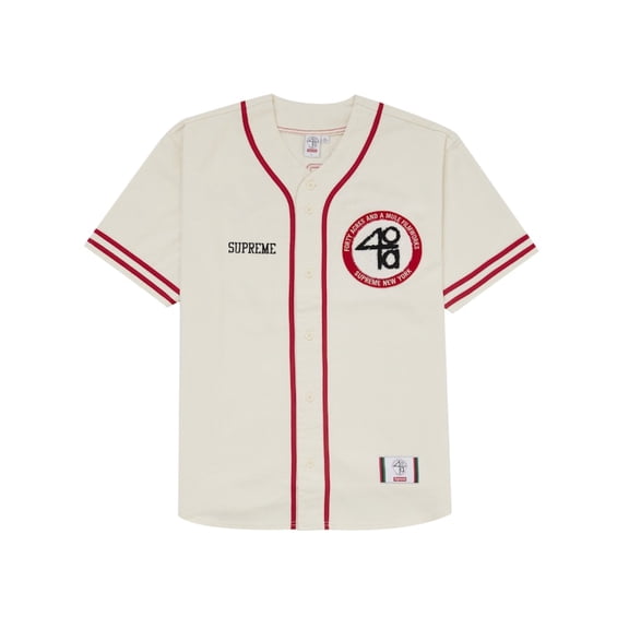 Supreme Men's 40 Acres Twill Baseball Jersey White, from StockX