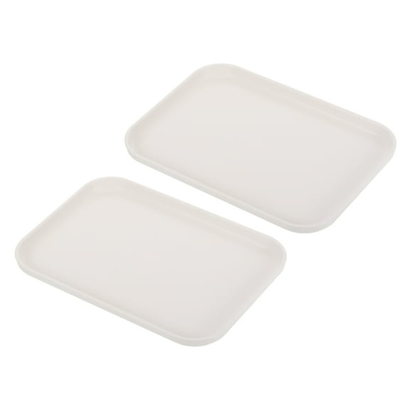 Uxcell 9x7" Fast Food Tray, 2 Pack PP Plastic Reusable Multi-Purpose Non-Slip Serving Tray White