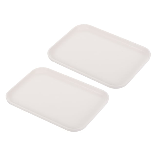 Unique Bargains 9x7' Fast Food Tray, 2 Pack PP Plastic Reusable Multi-Purpose Non-Slip Serving Tray White