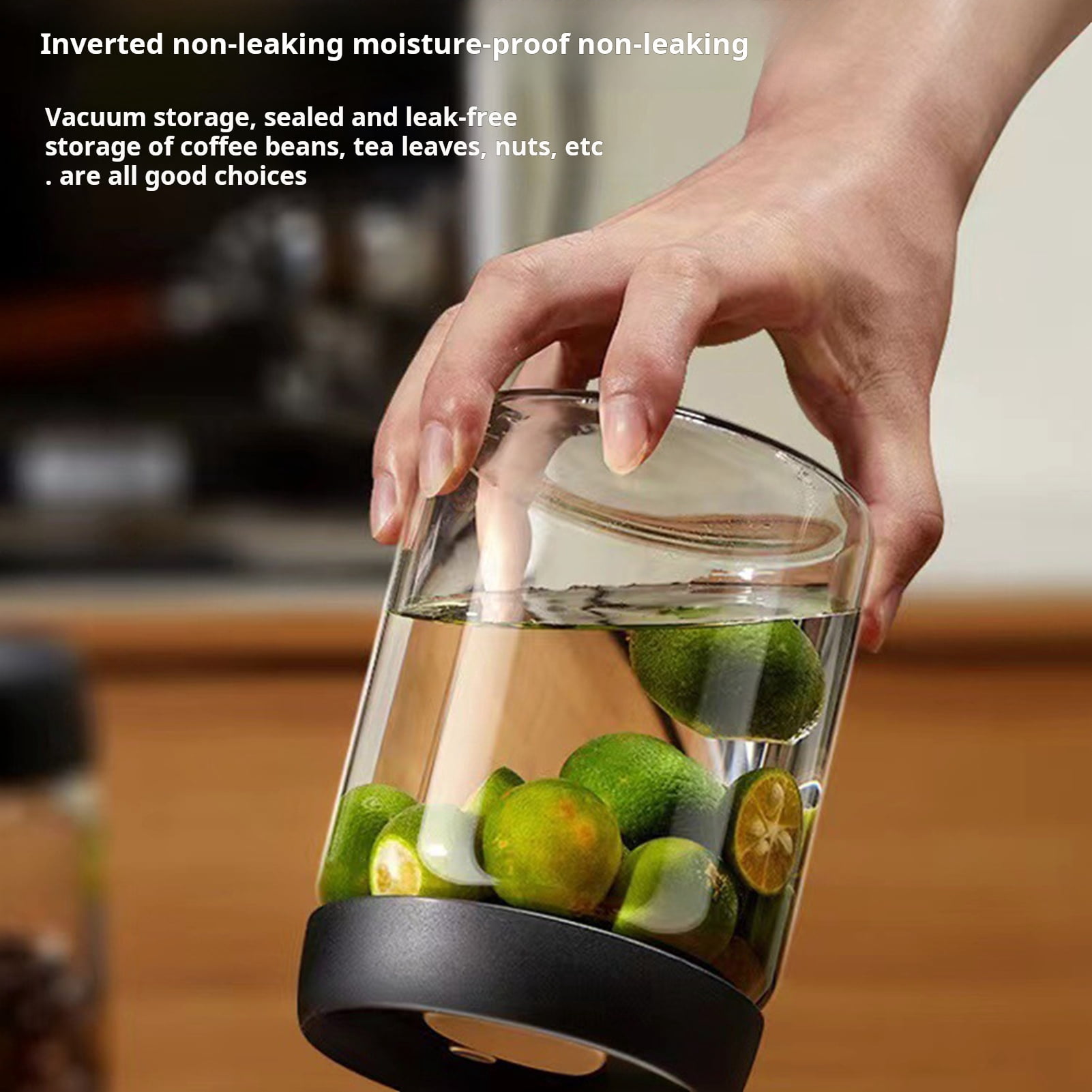 Homelife Vacuum Sealed Jar for Coffee Beans Airtight Food Storage Container Clear Glass Jars for Home Moisture-Proof Air Extraction Tank