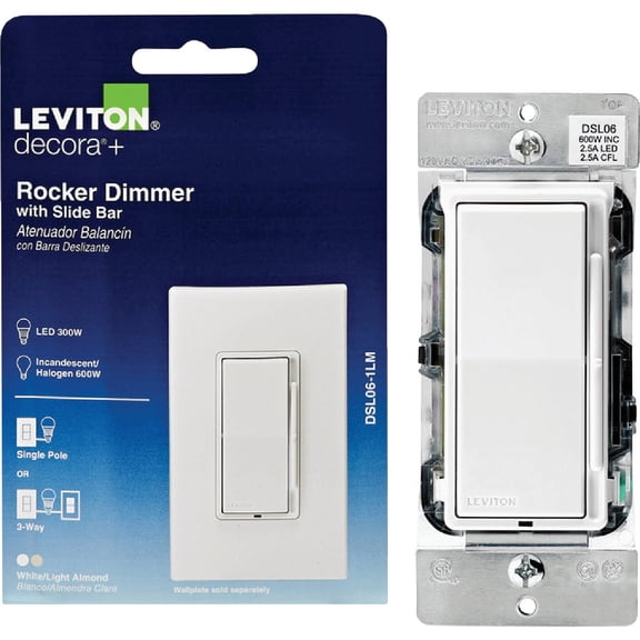 Leviton Mfg R00-DSL06-1LM 3 Way Side Pole Slide Dimmer