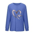 thumbnail image 4 of Womens Heart Printed Long Sleeve Tops Tee Shirts Casual Crewneck Gift Shirts for Her(Blue,S), 4 of 5