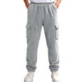 thumbnail image 2 of Xdegoge Boys Sherpa Fleece Cargo Pants Fuzzy Warm Joggers with Side Pockets Elastic Waist Winter Heavyweight Lounge Track Pants, 2 of 9