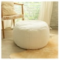 thumbnail image 4 of Shearling Pouf Ottoman - Faux Lamb Plush Footrest - Modern Home Decor - Large Cloud Pouf for Living Room, Bedroom, Cozy Seating Faux-Sheep, 4 of 5