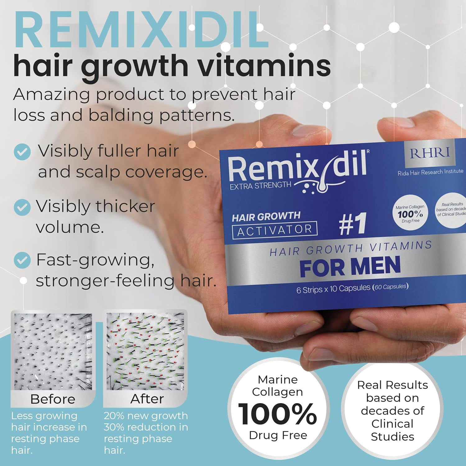 Hair Growth Vitamins Hair Regrowth For Men  Supports Beard And Scalp Strength  Helps Reduce Thinning And Breakage