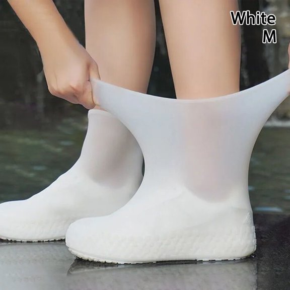 Walking Shoes Accessories Latex Shoes Protectors Waterproof Reusable Rain Boot Shoe Covers Rain Shoe Cover Overshoes WHITE M