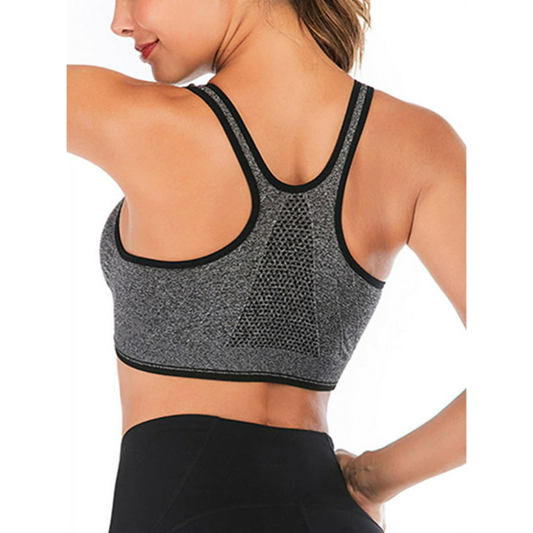 YouLoveIt Women's Zipfront Padded Sports Bra Racerback High Impact
