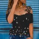 thumbnail image 2 of Camisetas con hombros descubiertos para mujer, blusa de manga corta ahuecada, camiseta gráfica de encaje con cuello en V de verano, Tops holgados Pompotops  hkajfhjk468736, 2 of 4