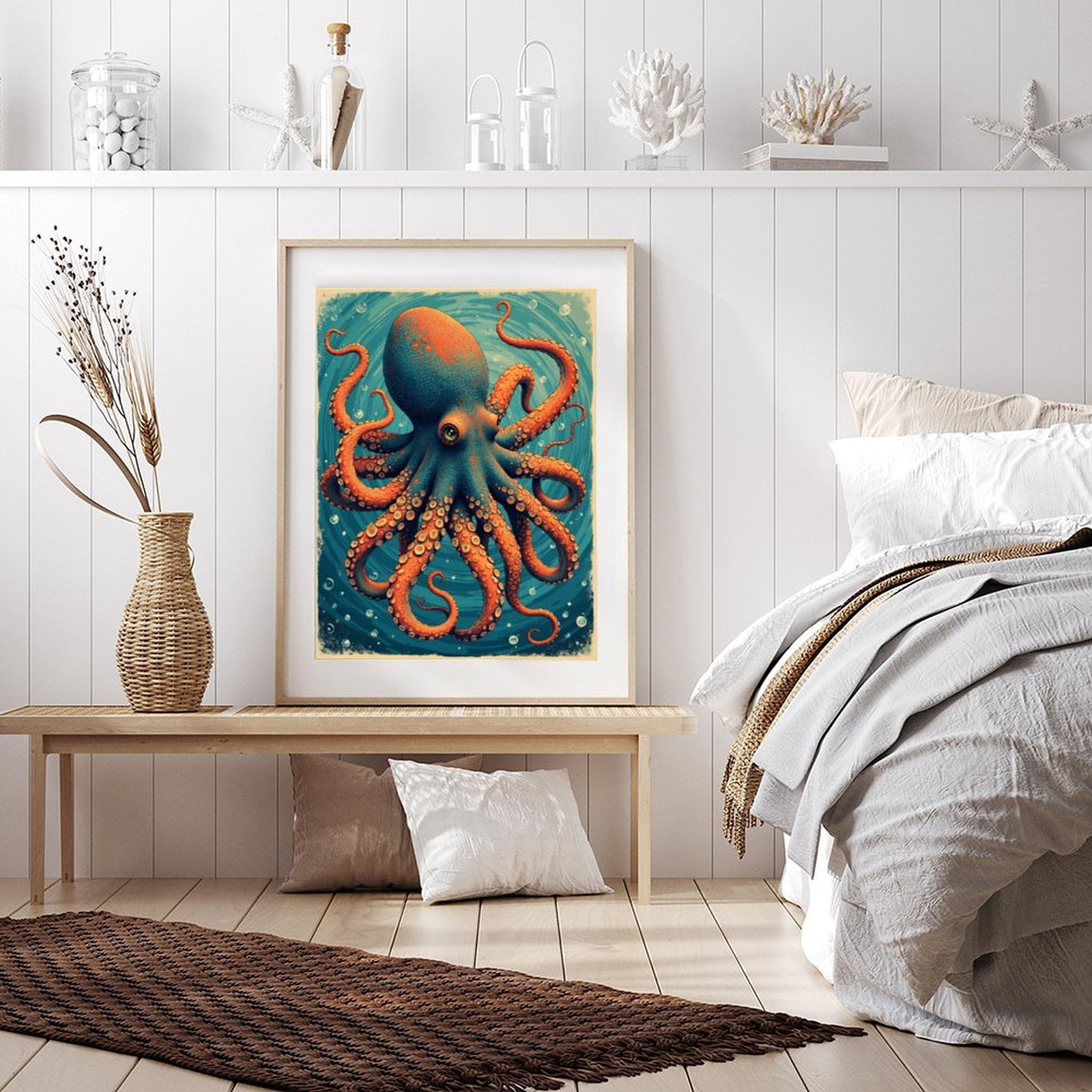 Diamond Art Kits for Adults - 5d Colorful Ocean Octopus Illustration Diamond Painting for Adults, Diamond Art for Adults Beginners, Diamond Painting Kits for Adults for Home Wall Decor