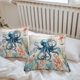 thumbnail image 5 of Outdoor Waterproof Pillow Covers Pack of 2, Coastal Octopus Ocean Coral Seaweed Vintage Letter Background Decorative Throw Pillowcases Cushion Covers for Garden Patio Tent Sofa Couch, 24x24 inch, 5 of 8