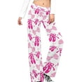 thumbnail image 4 of Top-kevin Pink Ballet Shoes Bow Bow Women's Yoga Pants Wide Leg Loose Casual Straight Lace Up Pants Lounge Sweatpants, 4 of 14