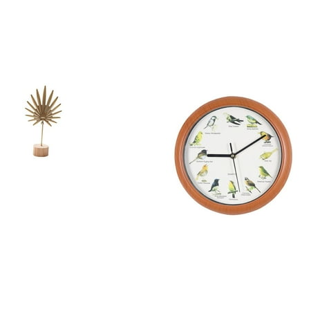 CarpNettore Leaf Sculpture Metal Leaf Statue Wall Clock Bird Clocks with Sound Singing Bird Wall Clock Made of Iron And Wood Suitable for Bedroom Living Room