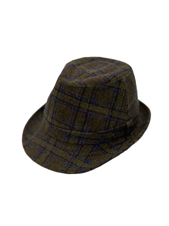 Tartan Plaid Check Pattern Fedora Hat Wool Classic Trilby LD61467 (Olive)