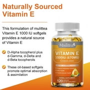 Mulittea Vitamin E 670mg (1000 iu ) dl-Alpha, Dietary Supplement for Antioxidant Support, 360 Softgels