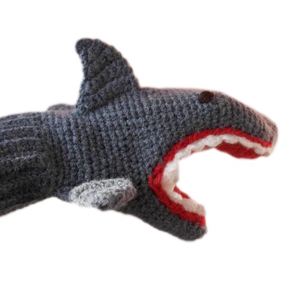 Milue Women Girls Novelty Shark Shape Gloves Windproof Winter Knitted Cute Mittens