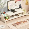 thumbnail image 4 of Monitor Stand Riser without Drawer, White Computer Desk Riser, 4 of 6