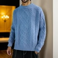 thumbnail image 2 of Bjutir Mens Coat Oversized Knit Sweater Solid Vintage Pullover Sweater Unisex Woven Crewneck Knitted Tops, 2 of 4